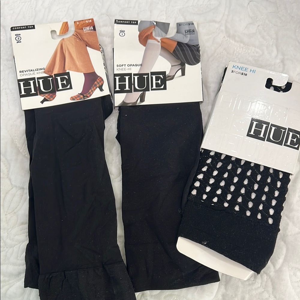 HUE Black Dress Socks with Elegant Design (3 pair)